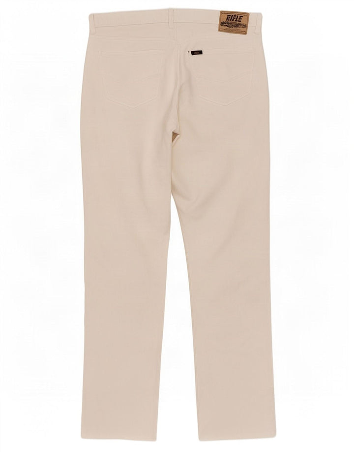 Rifle Mens Straight Jeans W34 L32 White Cotton