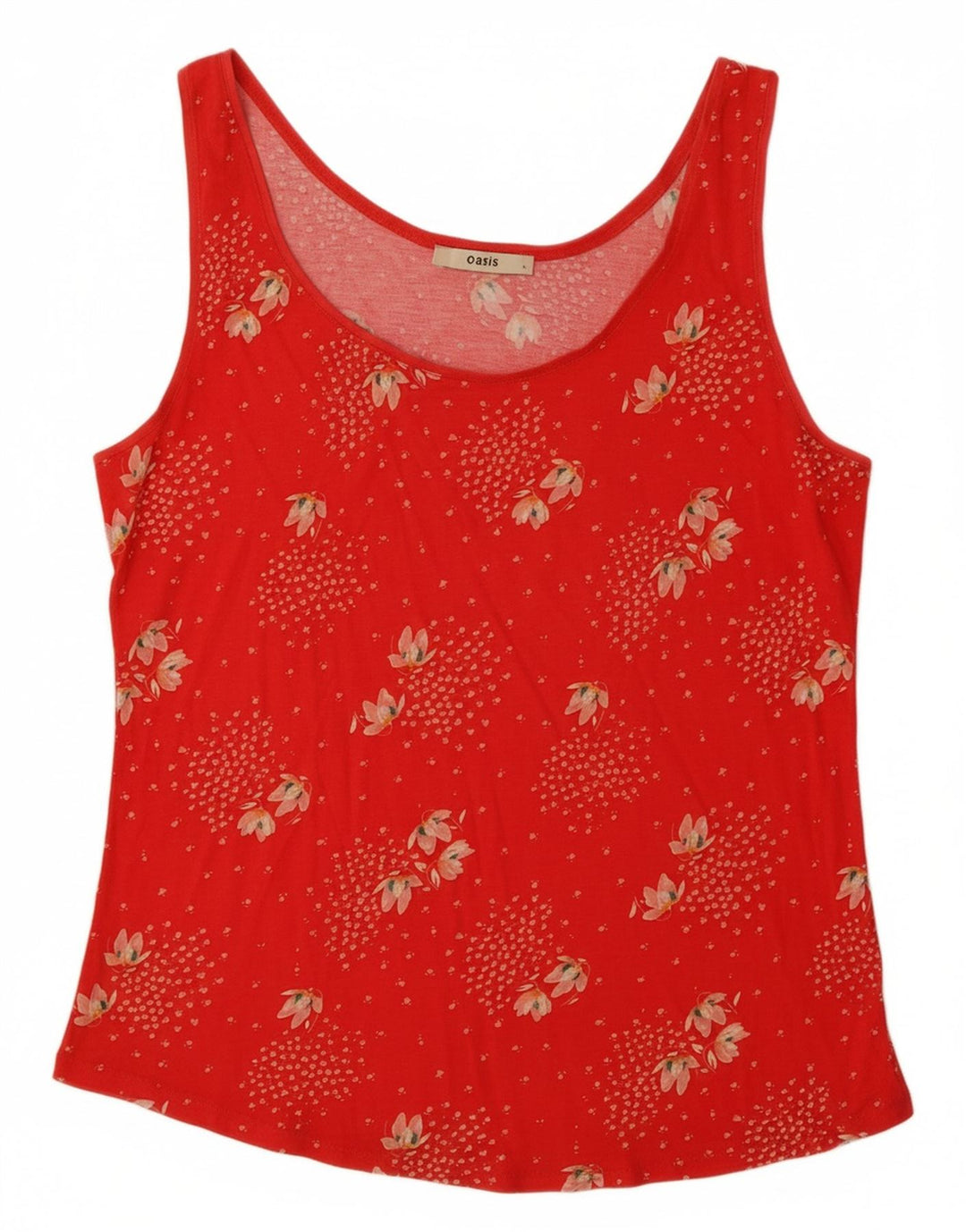 OASIS Womens Vest Top UK 14 Large Red Floral Viscose