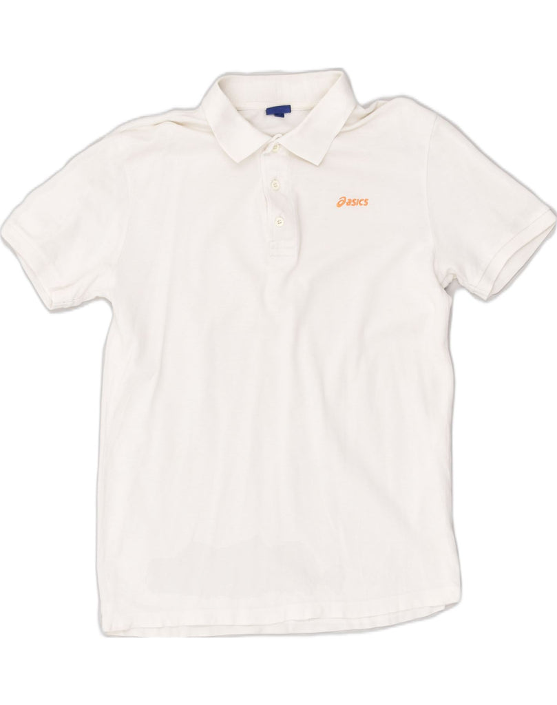 ASICS Mens Polo Shirt Small White Cotton | Vintage Asics | Thrift | Second-Hand Asics | Used Clothing | Messina Hembry 