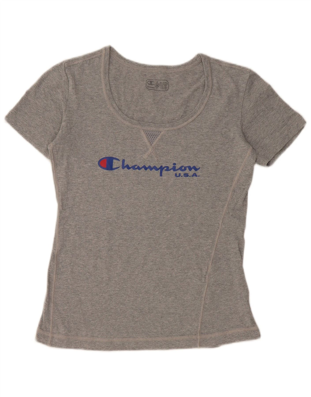 CHAMPION Womens Graphic T-Shirt Top UK 12 Medium Grey