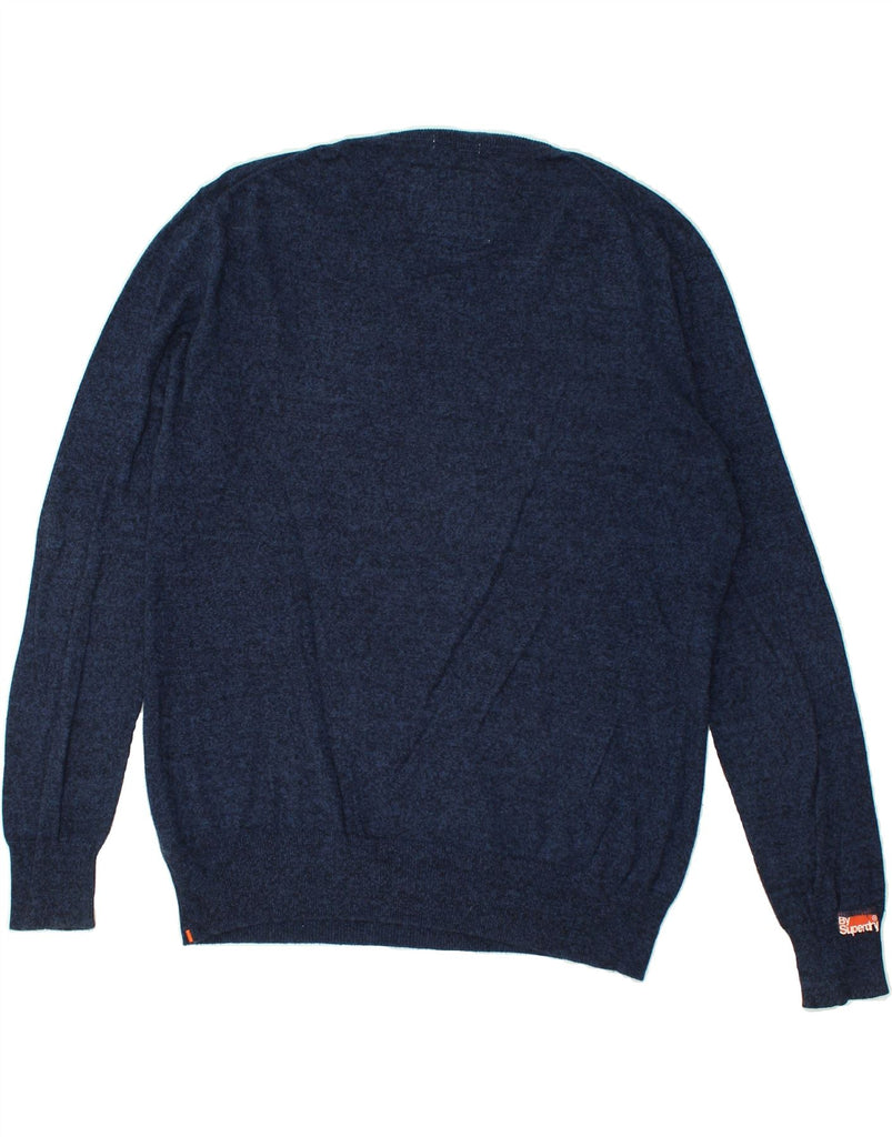 SUPERDRY Mens V-Neck Jumper Sweater 2XL Navy Blue Cotton | Vintage Superdry | Thrift | Second-Hand Superdry | Used Clothing | Messina Hembry 