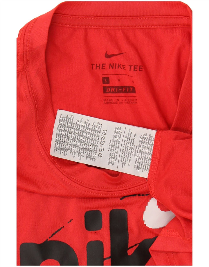 NIKE Mens Dri Fit Graphic T-Shirt Top Large Red Polyester