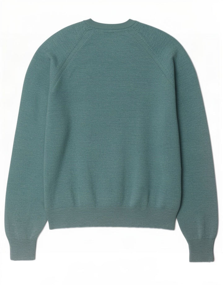 Marks & Spencer Mens Crew Neck Jumper Sweater Medium Green Cotton