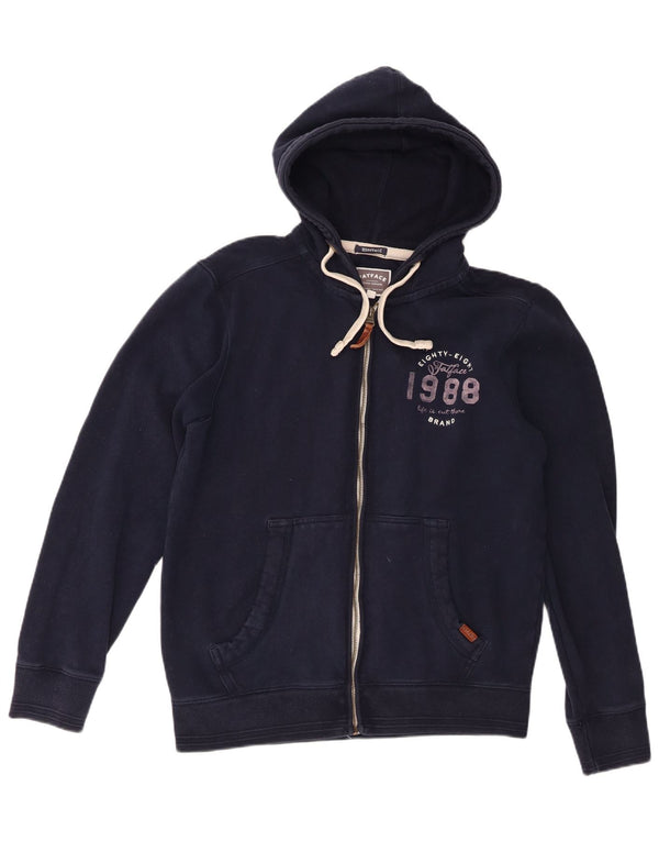 Fat Face Mens Heritage Graphic Zip Hoodie Sweater Medium Navy Blue Cotton