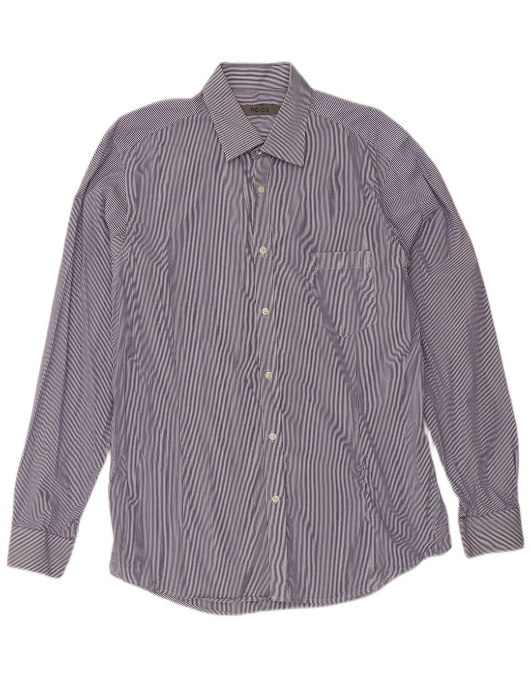 Reiss Mens Shirt Large Navy Blue Pinstripe Cotton
