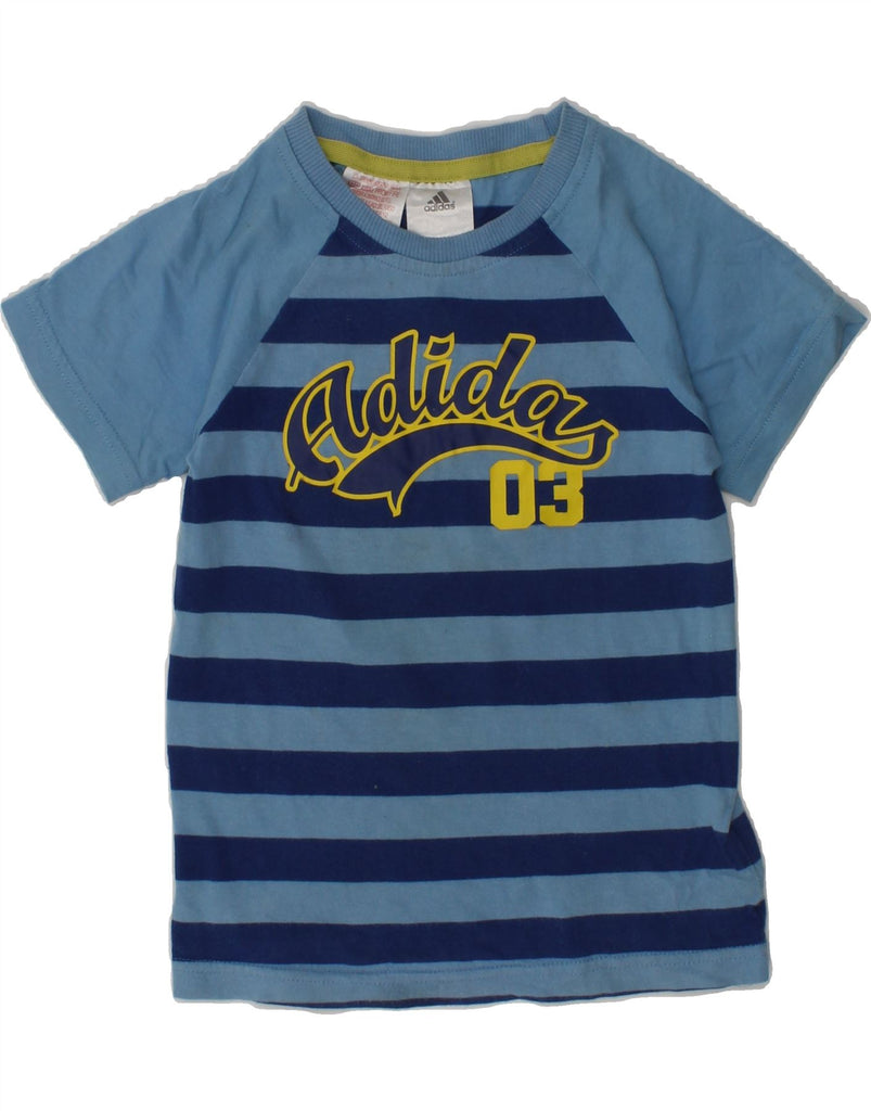 ADIDAS Baby Boys Graphic T-Shirt Top 18-24 Months Blue Striped Cotton | Vintage Adidas | Thrift | Second-Hand Adidas | Used Clothing | Messina Hembry 