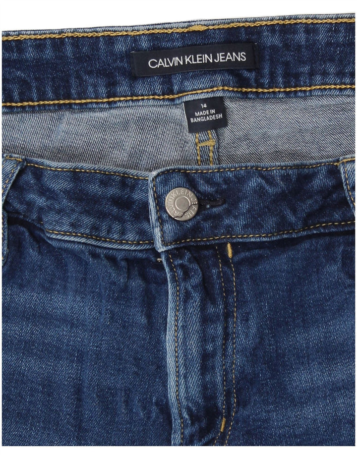 CALVIN KLEIN Womens Denim Shorts US 14 Large W34 Blue Cotton