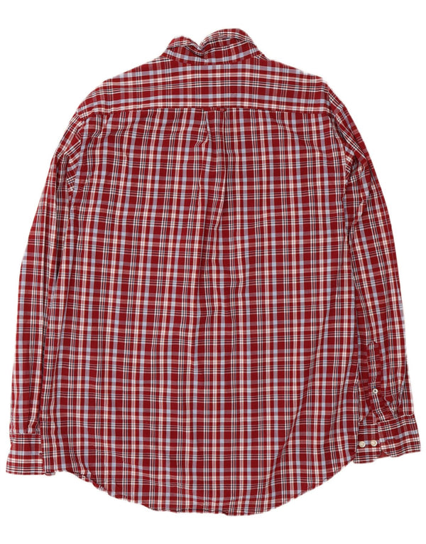Izod Mens Shirt Large Red Check Cotton