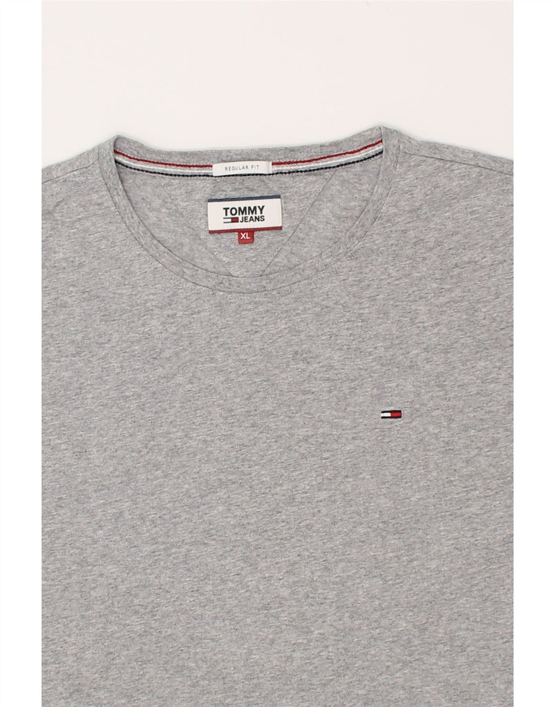 TOMMY HILFIGER Mens Regular Fit T-Shirt Top XL Grey Flecked Cotton | Vintage Tommy Hilfiger | Thrift | Second-Hand Tommy Hilfiger | Used Clothing | Messina Hembry 