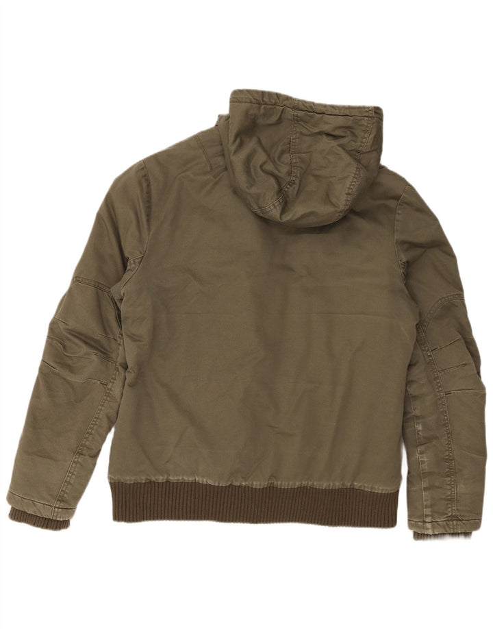Mustang Mens Hooded Utility Jacket UK 38 Medium Khaki Cotton