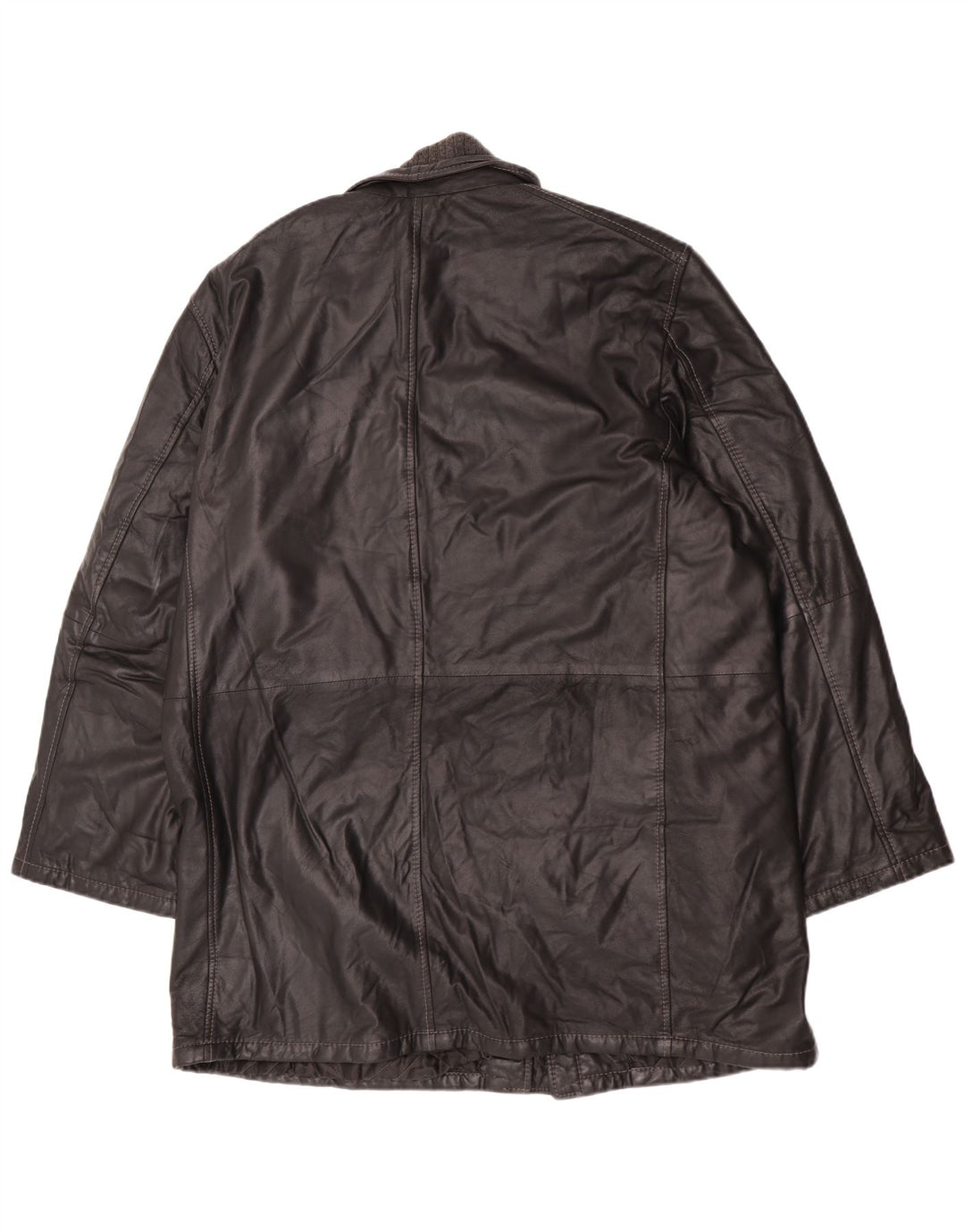 Vintage Mens Leather Coat IT 58 4XL Black Leather
