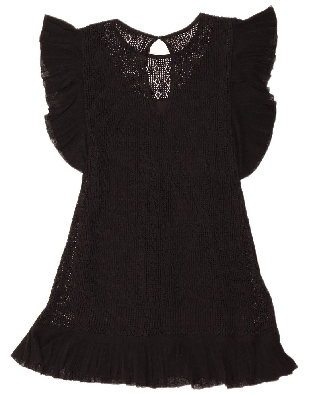 ZARA Womens Short Sleeves Jumper Dress UK 12 Medium Black Polyester