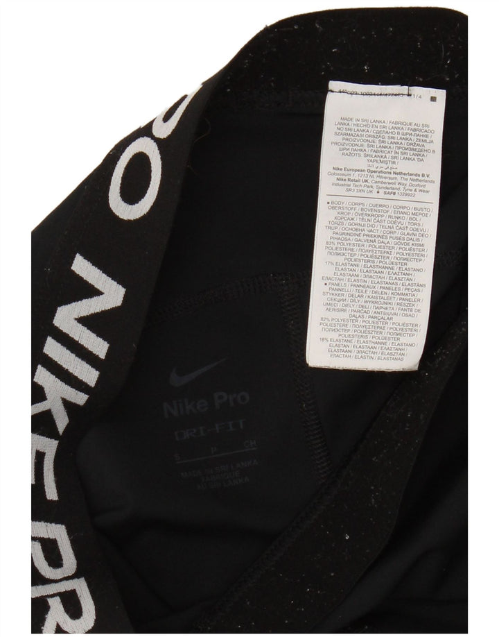 Nike Womens Dri Fit Crop Graphic Leggings UK 8 Small  Black Polyester