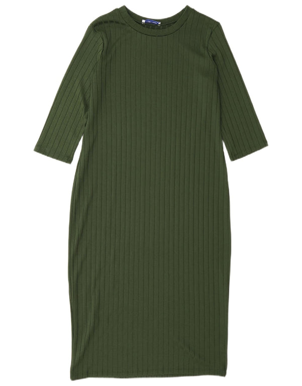 Zara Womens 3/4 Sleeve Jumper Dress UK 12 Medium Green