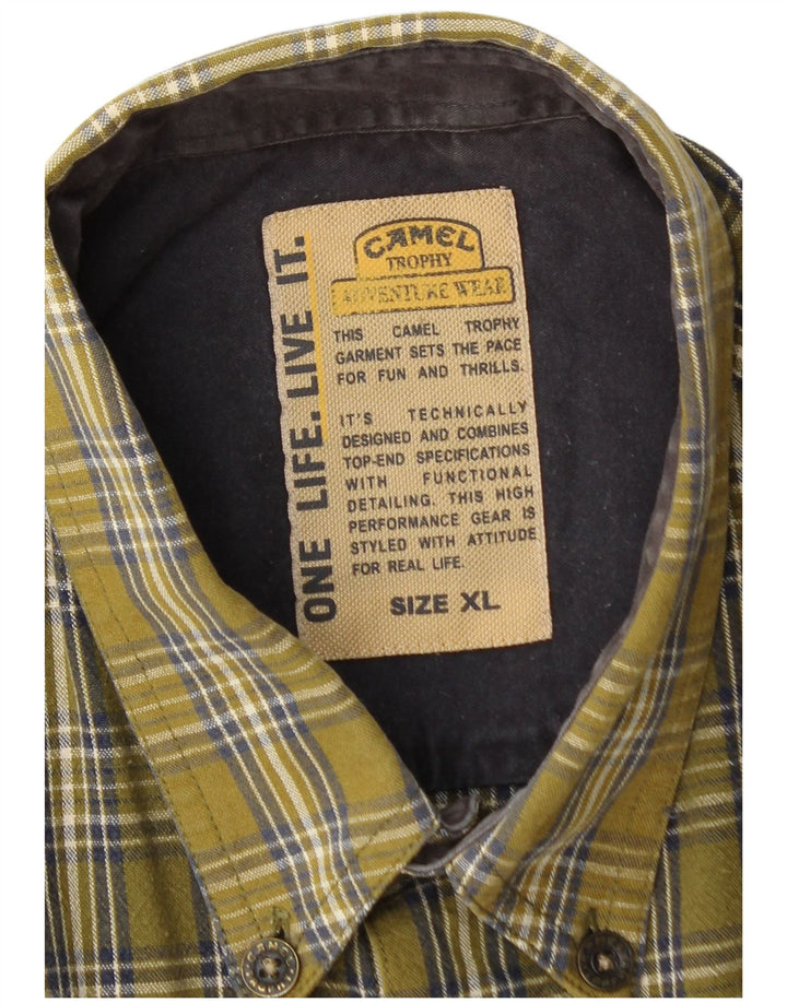 Camel Mens Flannel Shirt XL Khaki Check Cotton