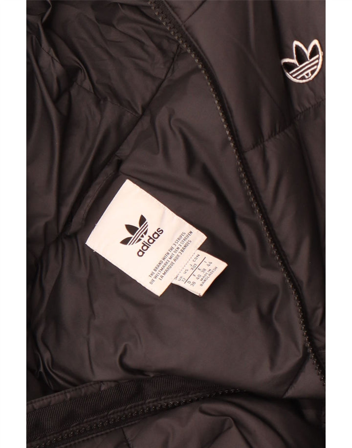 Adidas Womens Hooded Padded Jacket UK 12 Medium Black Polyester