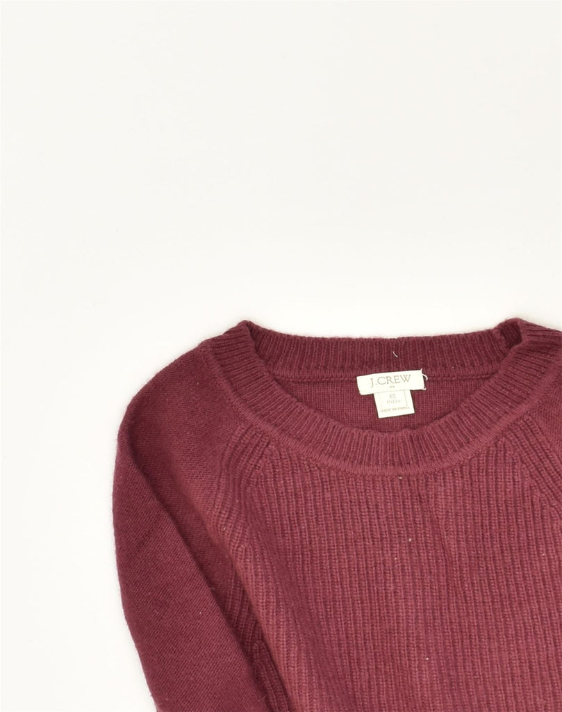 J. CREW Womens Petite Crew Neck Jumper Sweater UK 6 XS Maroon Viscose | Vintage J. Crew | Thrift | Second-Hand J. Crew | Used Clothing | Messina Hembry 