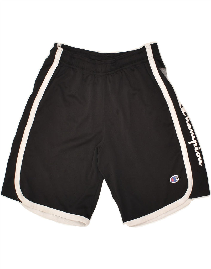 CHAMPION Boys Graphic Sport Shorts 9-10 Years Medium Black Colourblock | Vintage Champion | Thrift | Second-Hand Champion | Used Clothing | Messina Hembry 