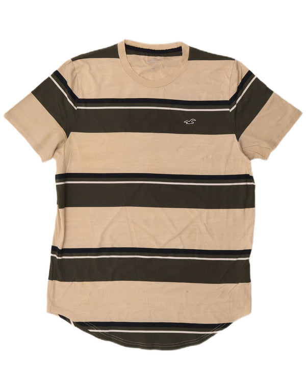 HOLLISTER Mens T-Shirt Top XL Beige Striped Cotton