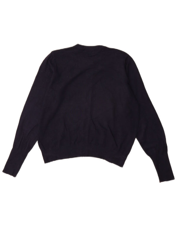 Marks & Spencer Womens Cardigan Sweater UK 14 Large Navy Blue Viscose