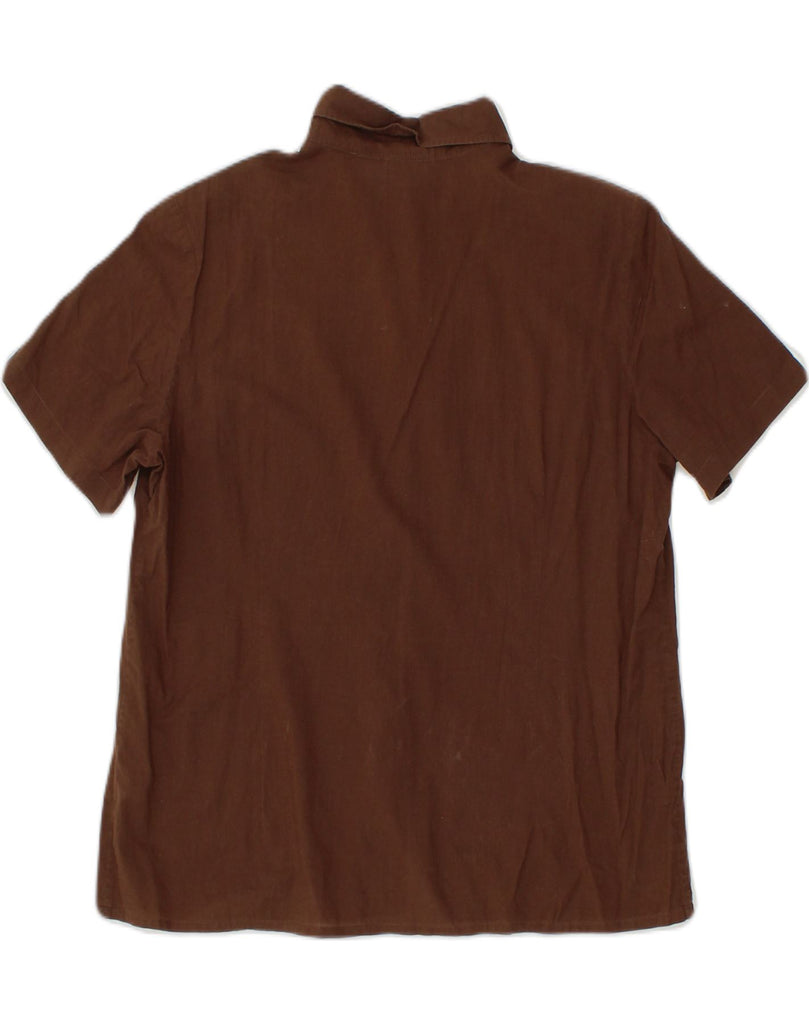 CONTE OF FLORENCE Womens Short Sleeve Shirt UK 16 Large Brown Cotton | Vintage Conte of Florence | Thrift | Second-Hand Conte of Florence | Used Clothing | Messina Hembry 