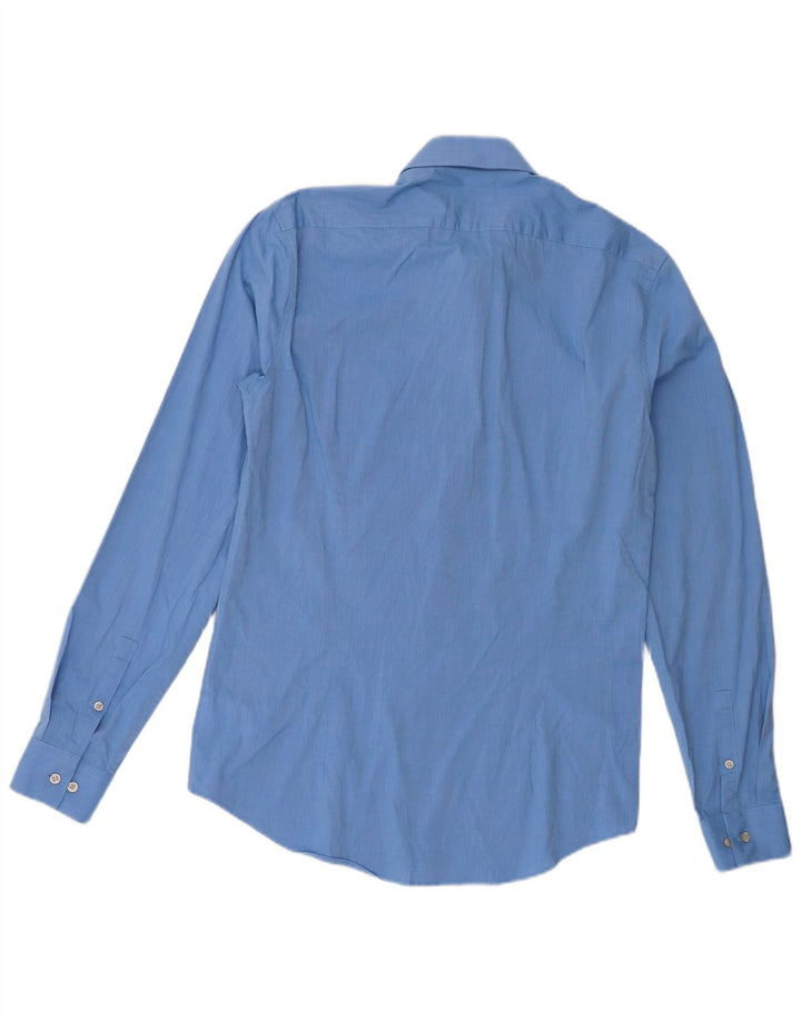 Calvin Klein Mens Slim Fit Shirt Size 38 15 Medium Blue Cotton
