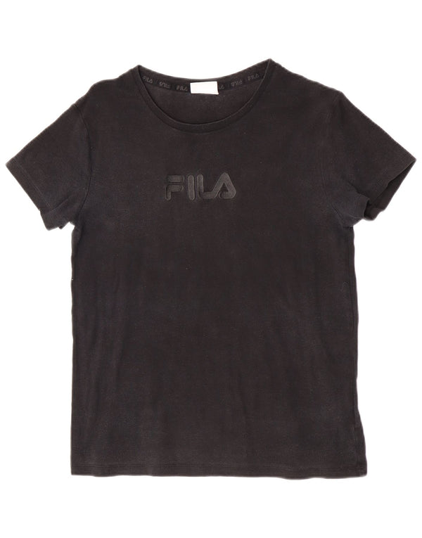 Fila Boys Graphic T-Shirt Top 11-12 Years Black Cotton