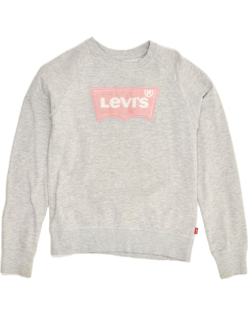 LEVI'S Girls Graphic Sweatshirt Jumper 12-13 Years Large  Grey Cotton | Vintage Levi's | Thrift | Second-Hand Levi's | Used Clothing | Messina Hembry 