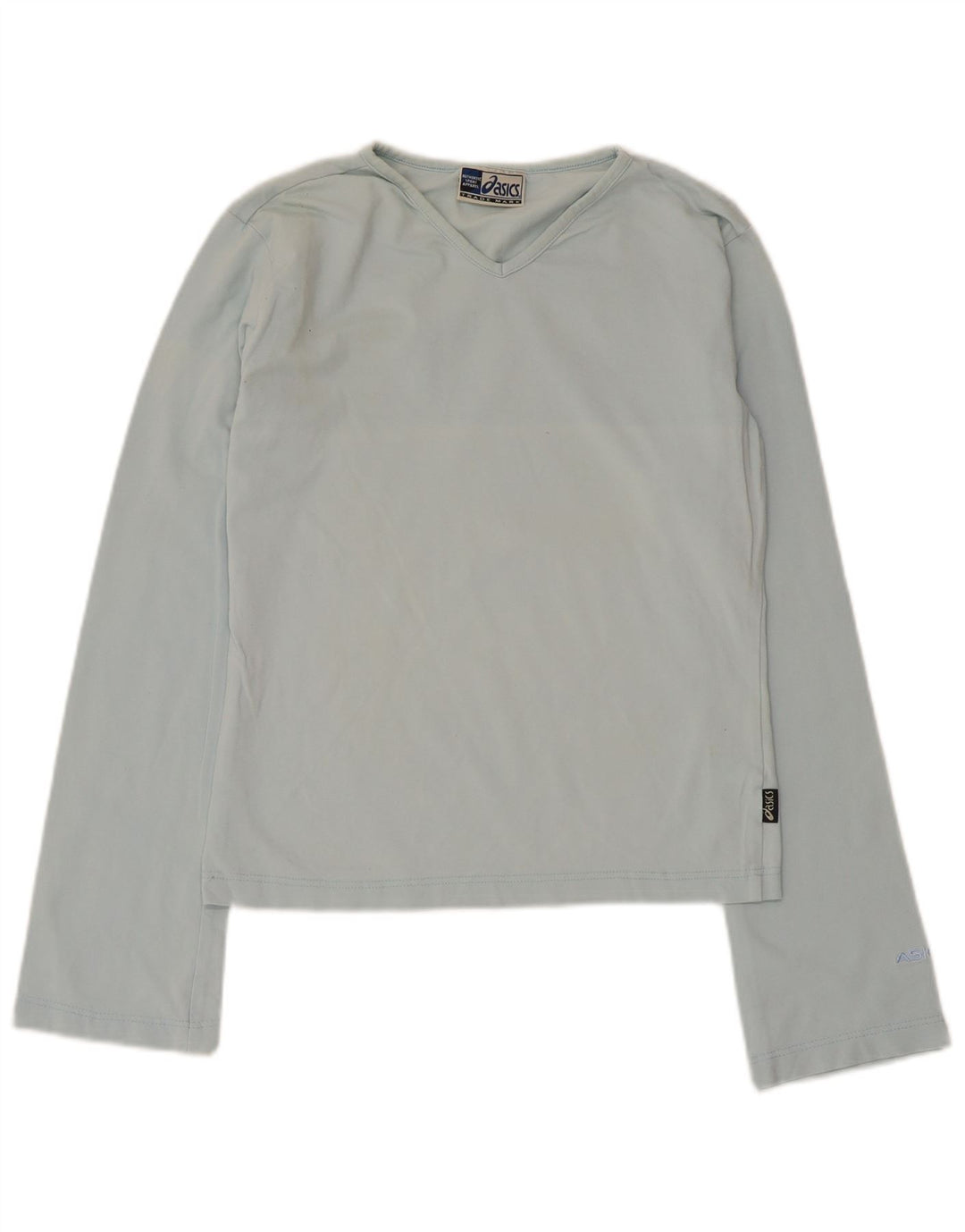 Asics Womens Top Long Sleeve UK 14 Large Blue Cotton