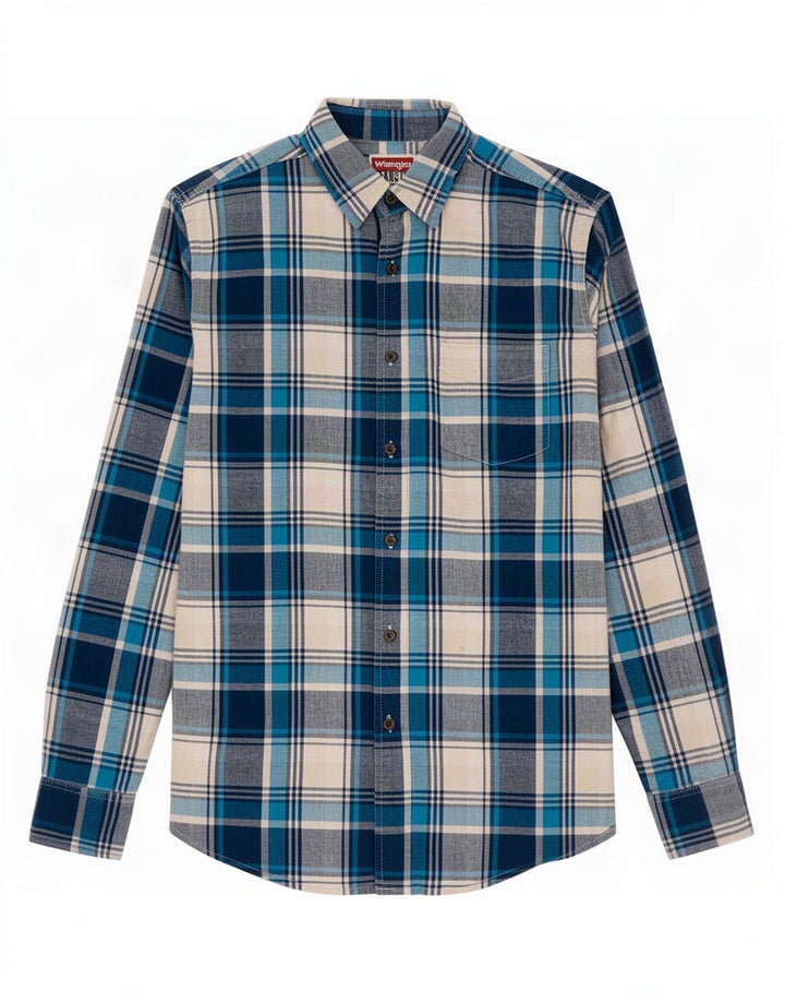 Wrangler Mens Shirt Medium Blue Check