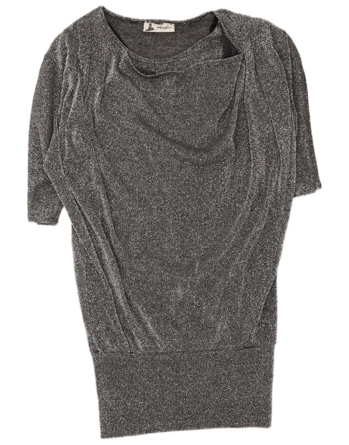 Vintage Womens Batwing Jumper Dress UK 16 Large Grey