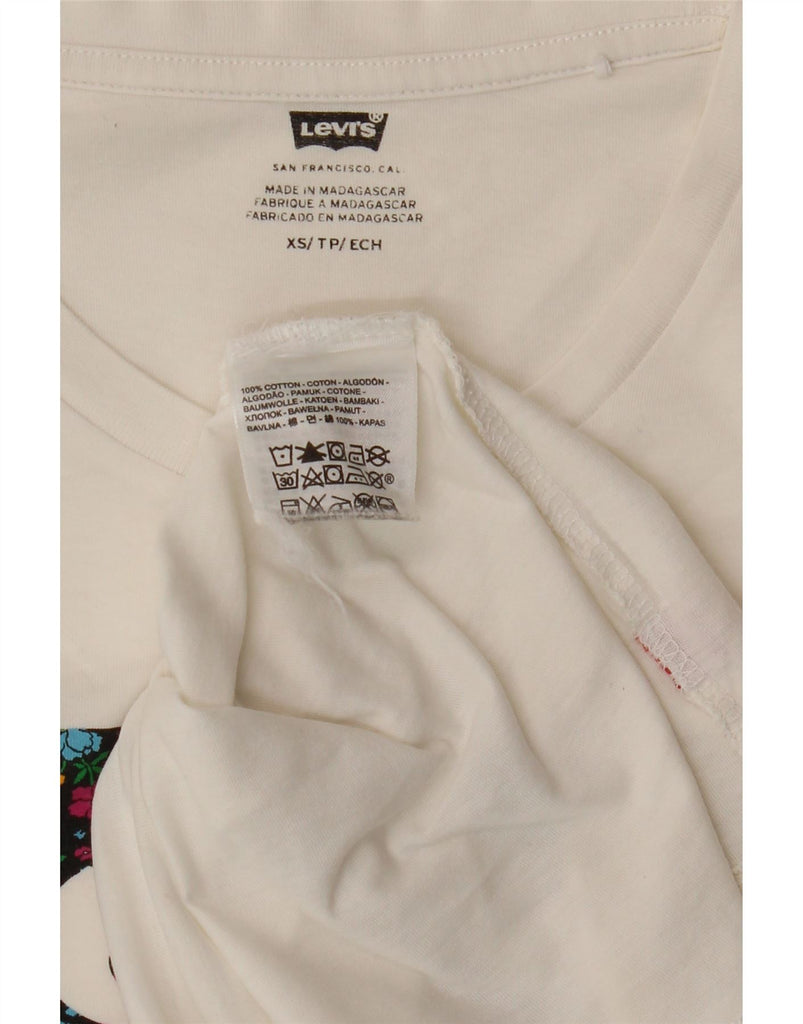 LEVI'S Womens Graphic T-Shirt Top UK 6 XS White Cotton Vintage Levi's and Second-Hand Levi's from Messina Hembry 