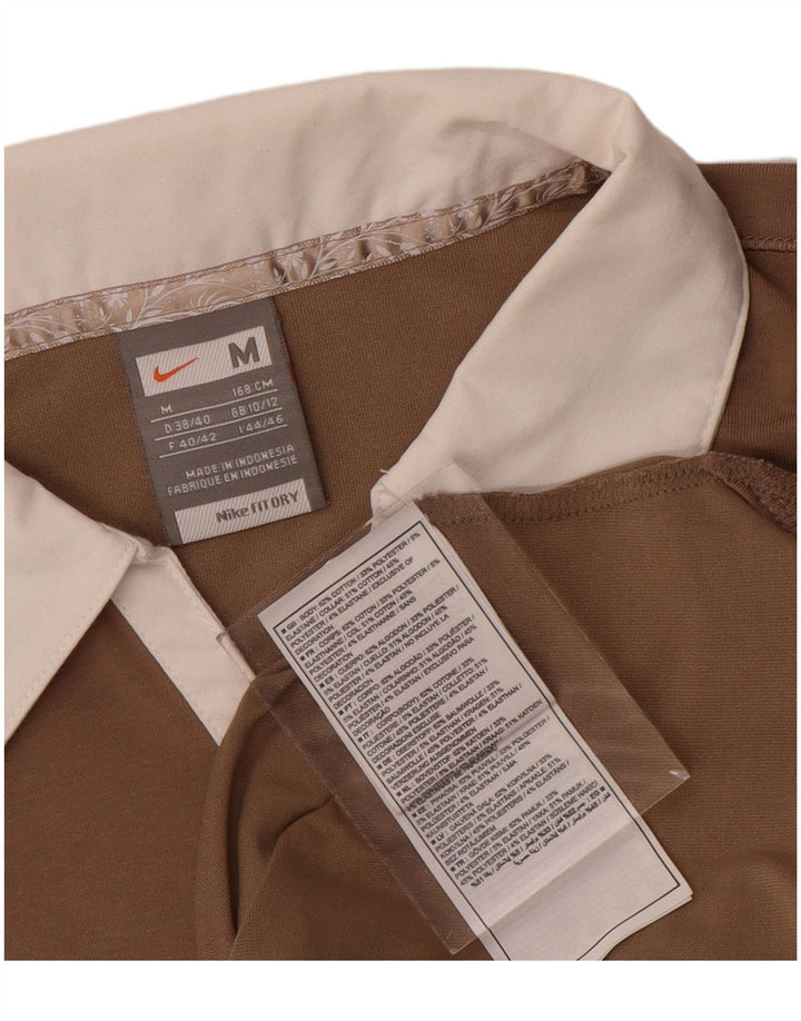 Nike Womens Polo Shirt UK 10/12 Medium Brown Cotton