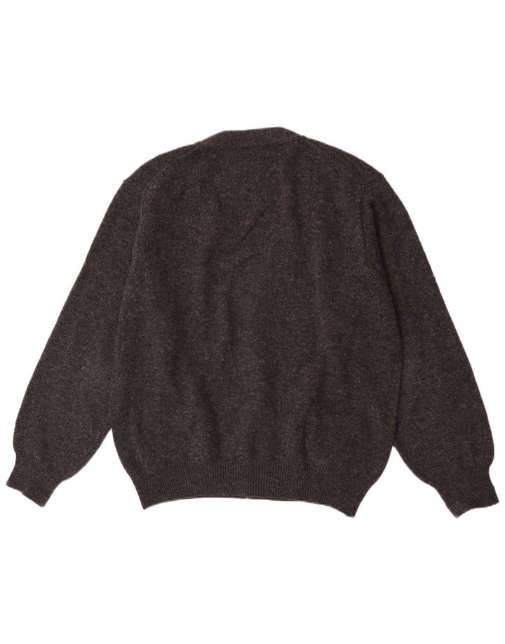 Benetton Mens Cardigan Sweater IT 52 Large Grey Virgin Wool