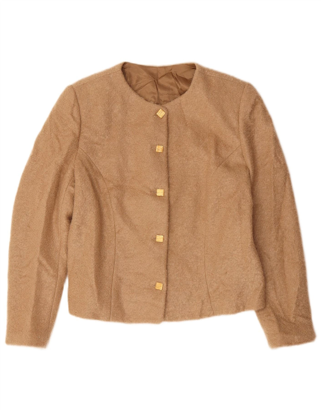 Vintage Womens 5 Button Blazer Jacket UK 14 Medium Beige