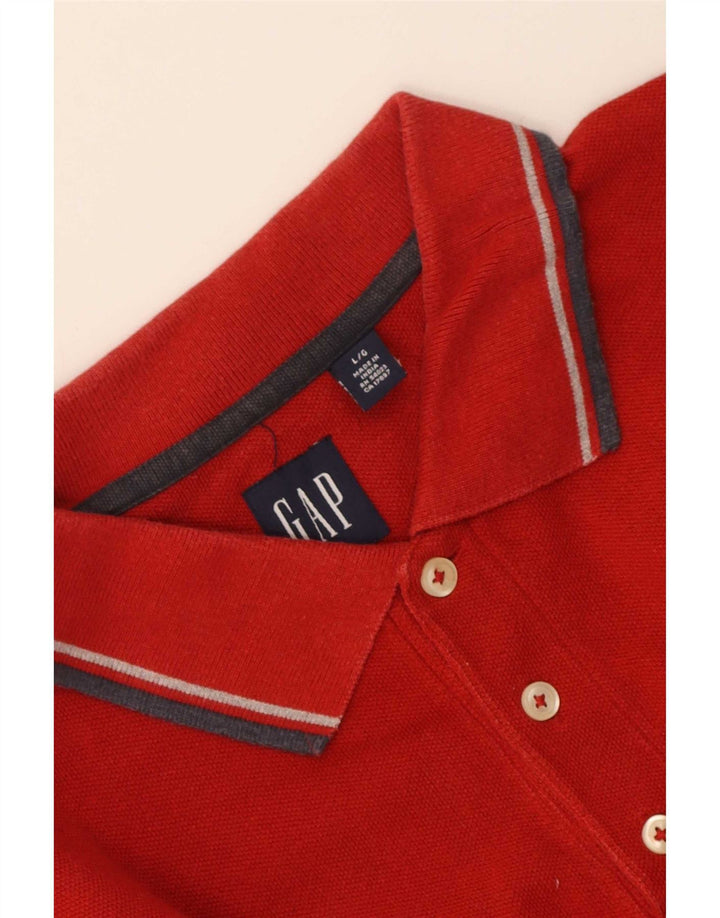 Gap Mens Polo Shirt Large Red Striped Cotton