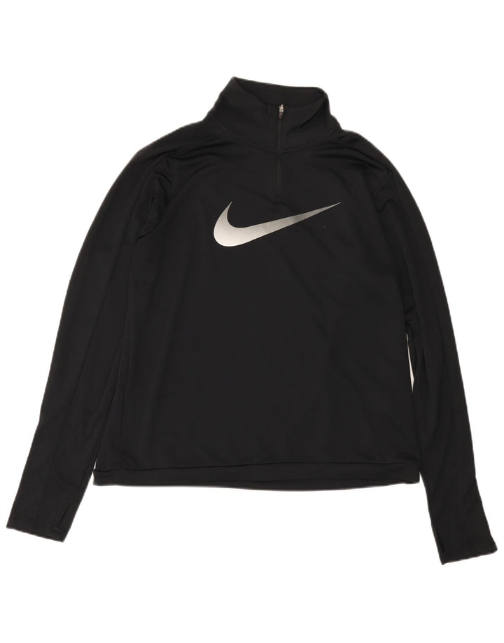 Nike Womens Dri Fit Graphic Pullover Tracksuit Top UK 16 Large Black