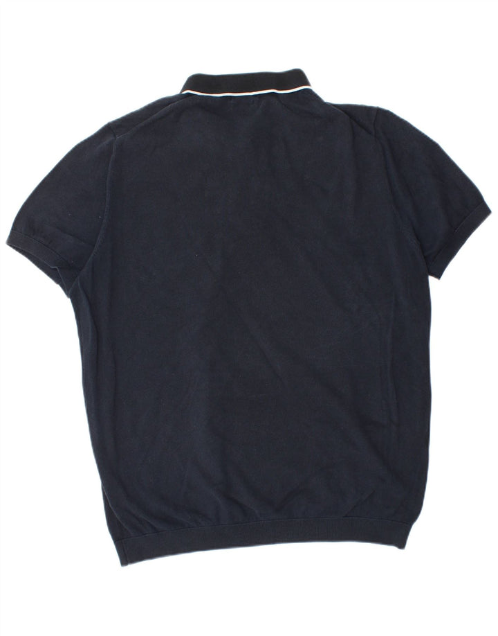 Massimo Dutti Mens Polo Shirt 2XL Navy Blue Cotton