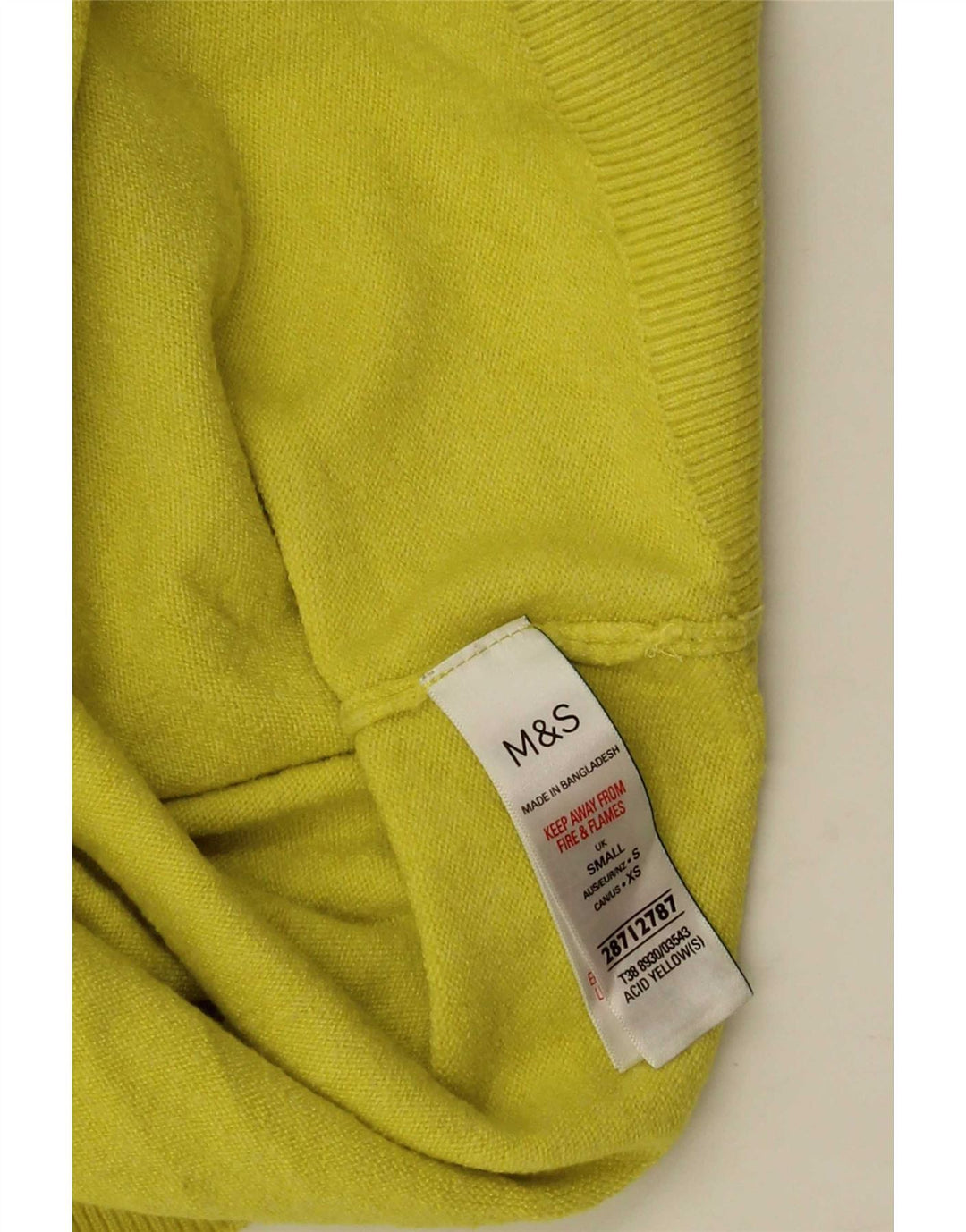Marks & Spencer Womens Roll Neck Jumper Sweater UK 10 Small Yellow