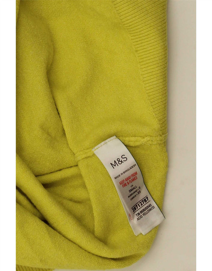 Marks & Spencer Womens Roll Neck Jumper Sweater UK 10 Small Yellow