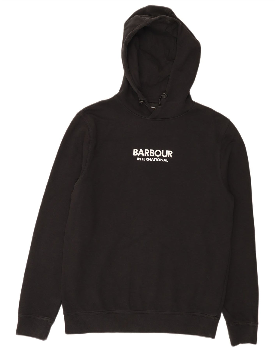 Barbour Mens Graphic Hoodie Jumper Small Black Cotton