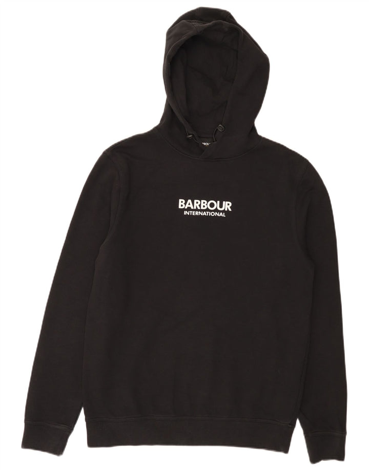 Barbour Mens Graphic Hoodie Jumper Small Black Cotton