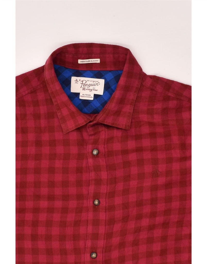 PENGUIN Mens Heritage Slim Fit Shirt XL Red Gingham Cotton | Vintage Penguin | Thrift | Second-Hand Penguin | Used Clothing | Messina Hembry 