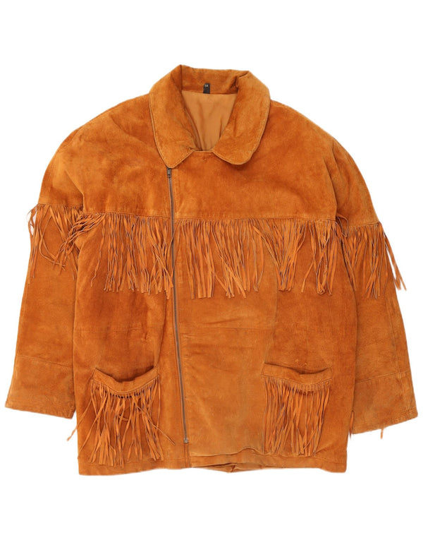 VINTAGE Mens Suede Jacket EU 54 2XL Brown Leather