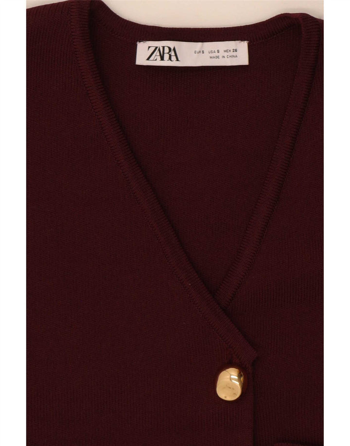 Zara Womens Knit Waistcoat UK 8 Small Burgundy