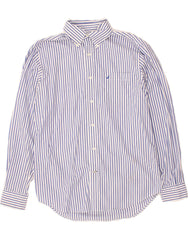 NAUTICA Mens Shirt Medium Blue Striped Cotton