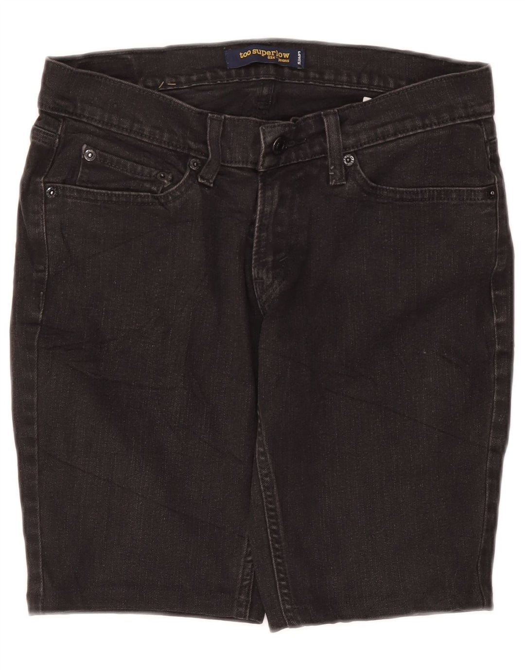 LEVI'S Womens 524 Super Low Denim Shorts US 7 Medium W30 Grey Cotton
