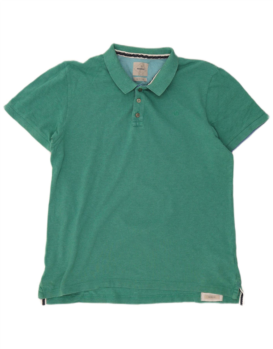 WHITE STUFF Mens Polo Shirt Large Green Cotton