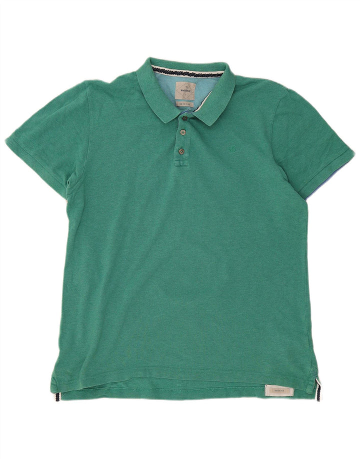 WHITE STUFF Mens Polo Shirt Large Green Cotton