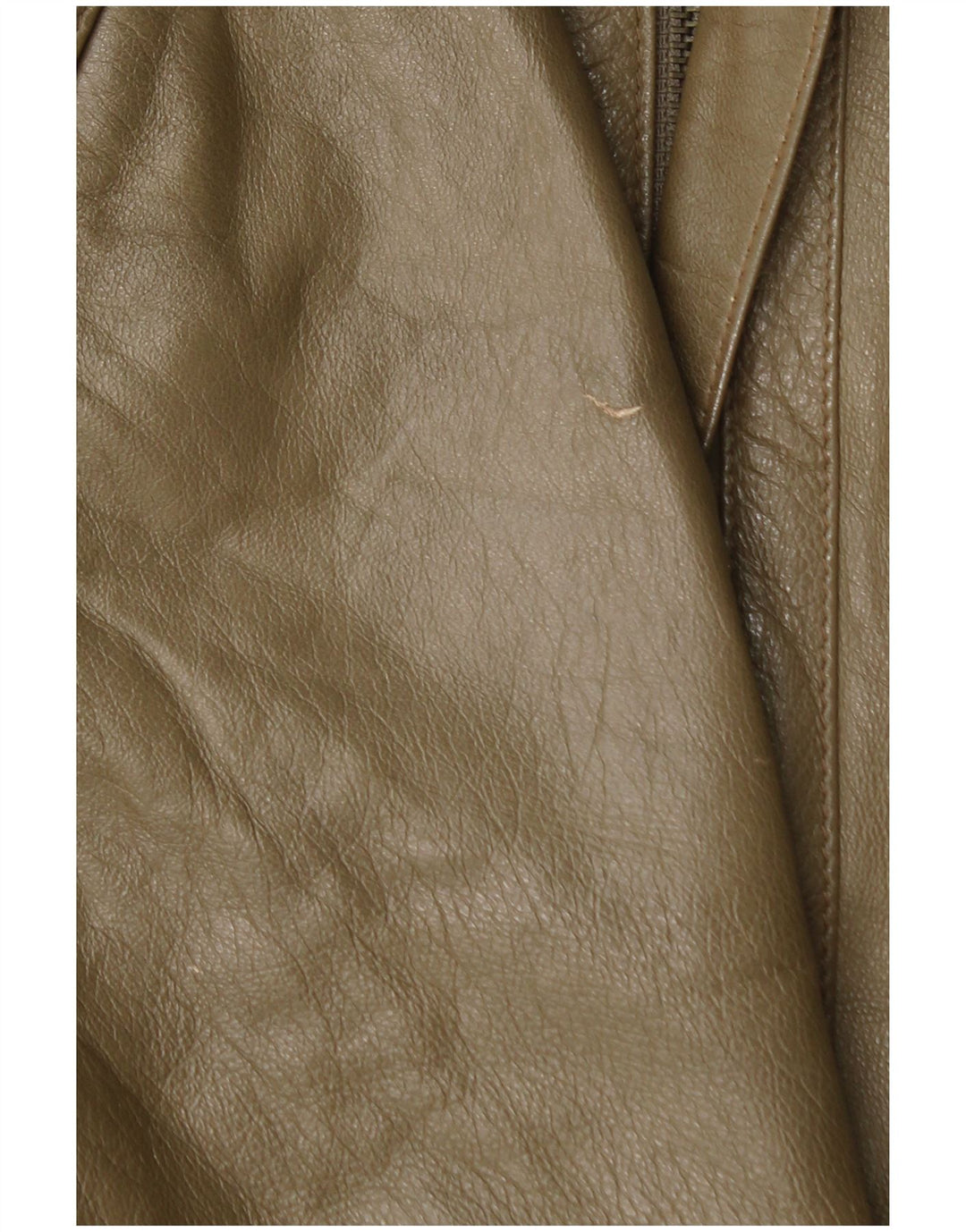 VINTAGE Mens Leather Jacket IT 56 3XL Khaki Leather